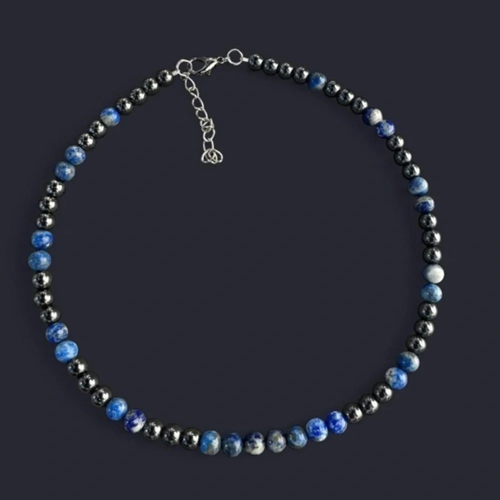 Lapis Lazuli & Hematite Bead Necklace